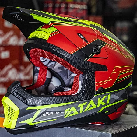 Шлем кроссовый ATAKI SC-18 BLAZE (син/сер/оранж глянц, L)